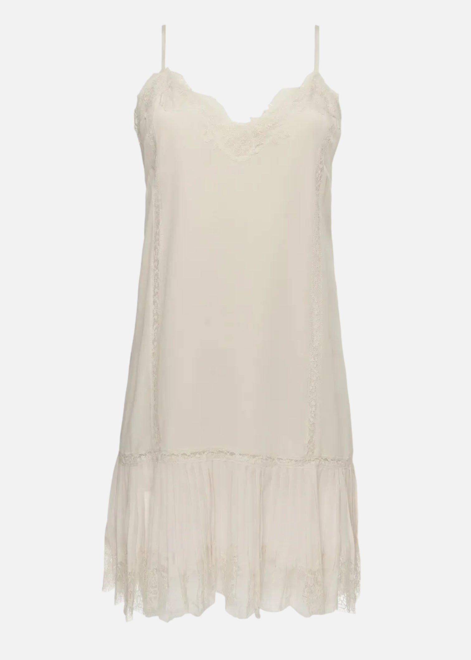 Beige slip dress on a white background