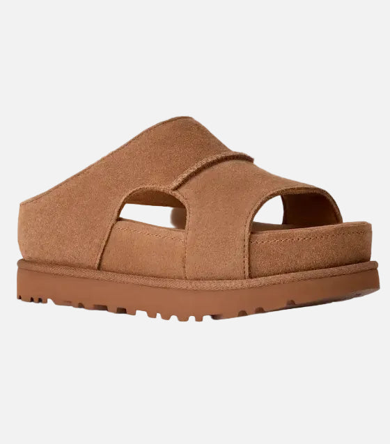 Brown sandal on a light gray background